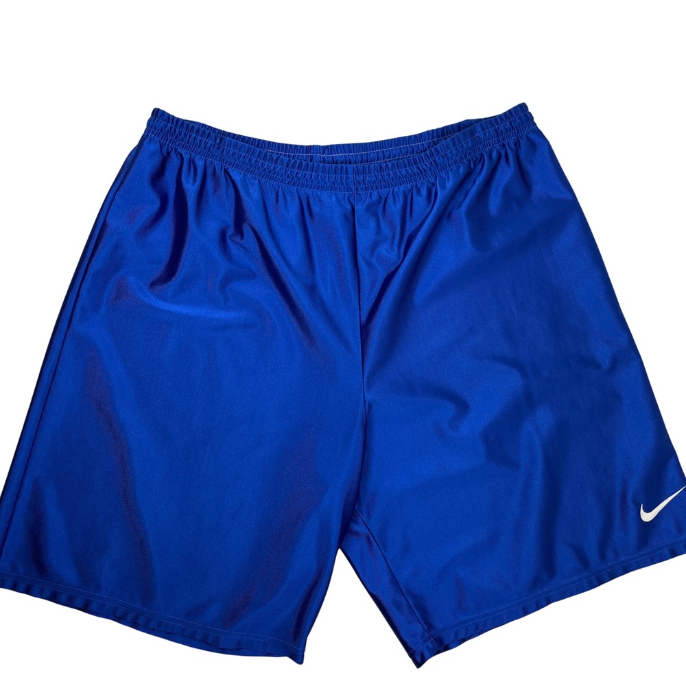 Vintage Nike Basketball Shorts Men XL Royal Blue Baggy Satin Dazzle Shiny Y2K